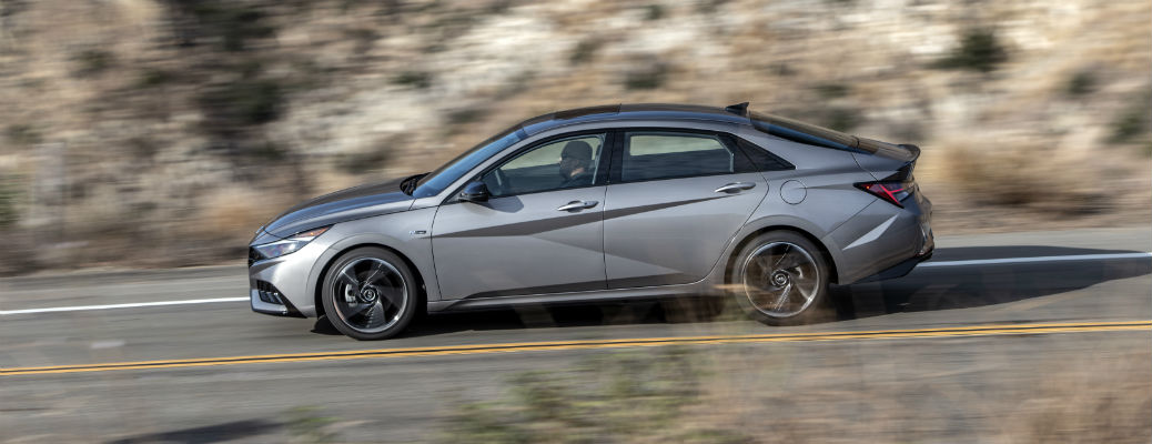Profile view of gray 2021 Hyundai Elantra N Line