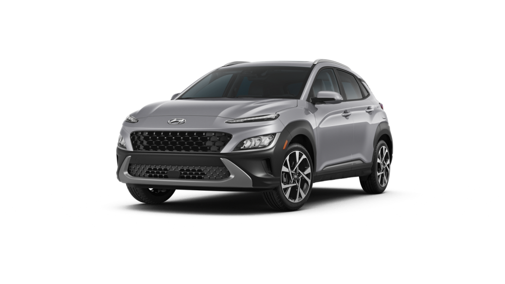 Cyber Silver 2022 Hyundai Kona on White Background