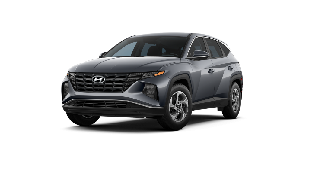 Portofino Gray 2022 Hyundai Tucson on White Background