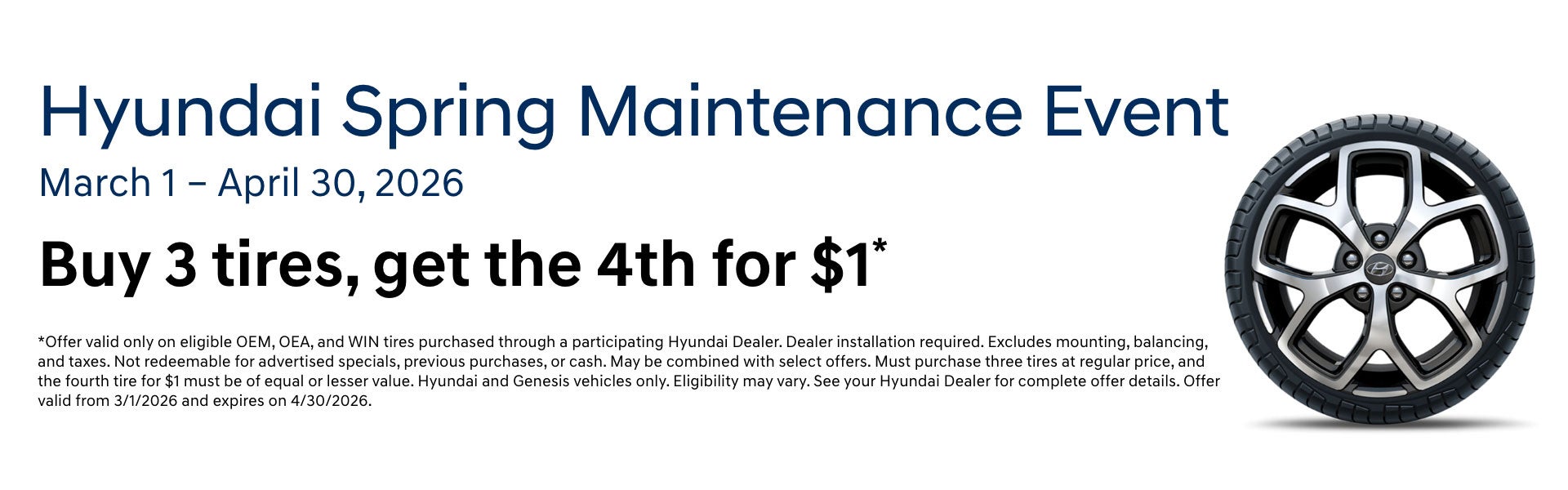 Buy 3 tires, get the 4th for $1