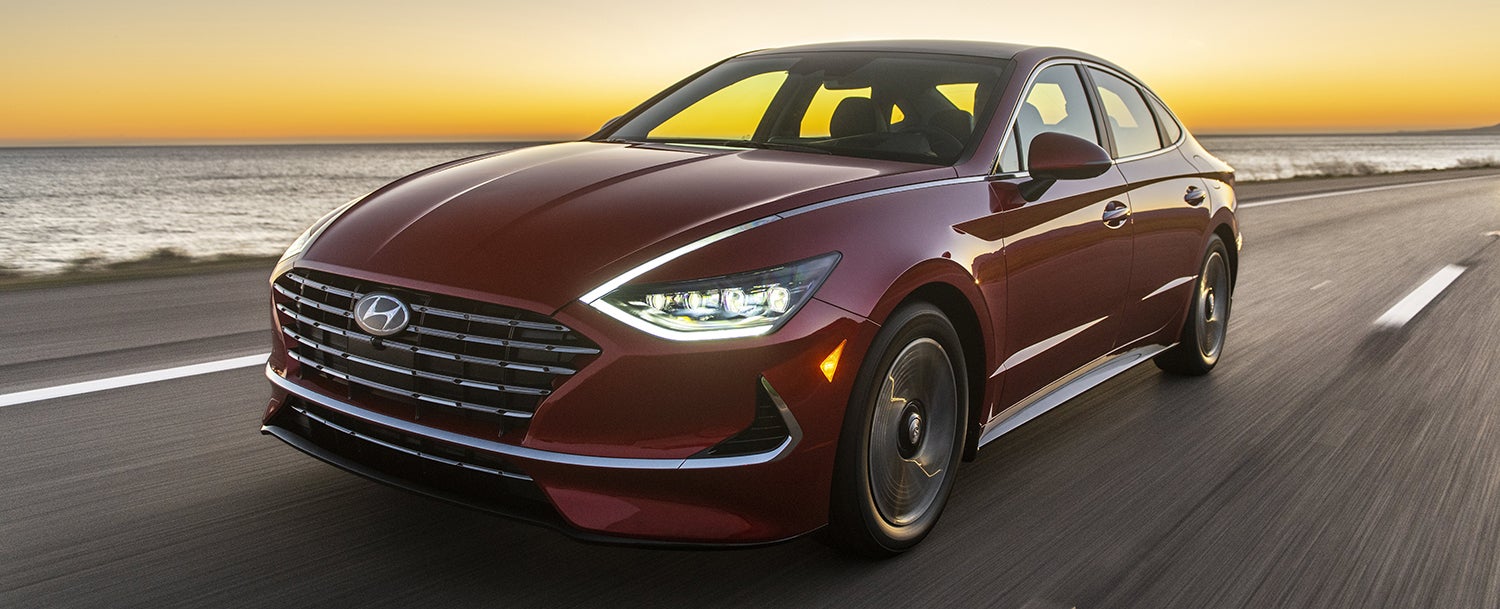 Front exterior of a 2023 Hyundai Sonata Hybrid sedan