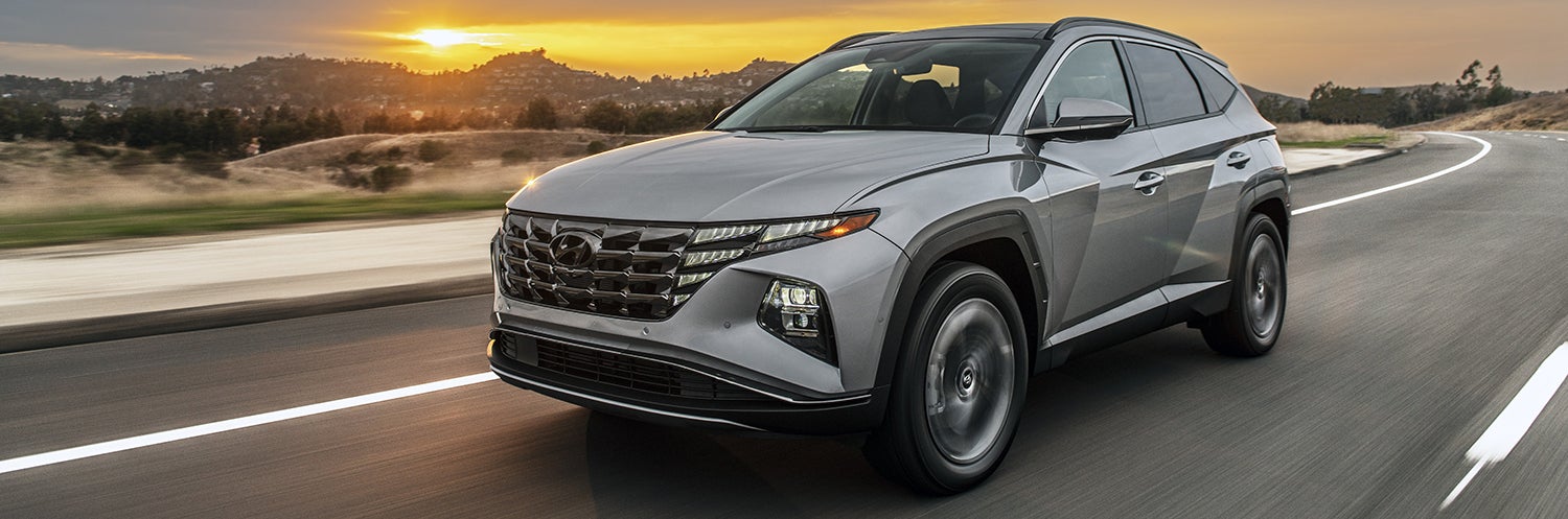 Rear exterior of a 2023 Hyundai Tucson Hybrid SUV