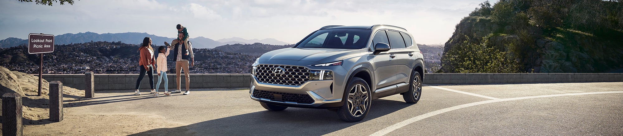 2023 Hyundai Santa Fe Plug-In Hybrid SUV parked in a scenic location