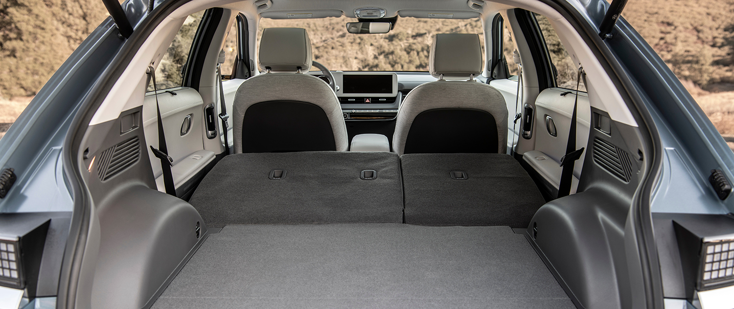 2023 Hyundai Ioniq 5 cargo space with seats folded down